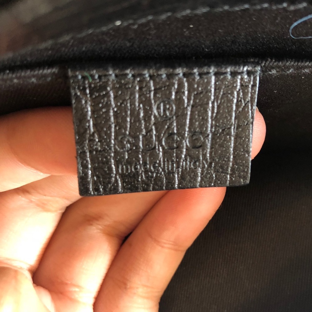 Gucci Black Monogram Horse Bit Silver Chain Purse - Picture 6 of 8